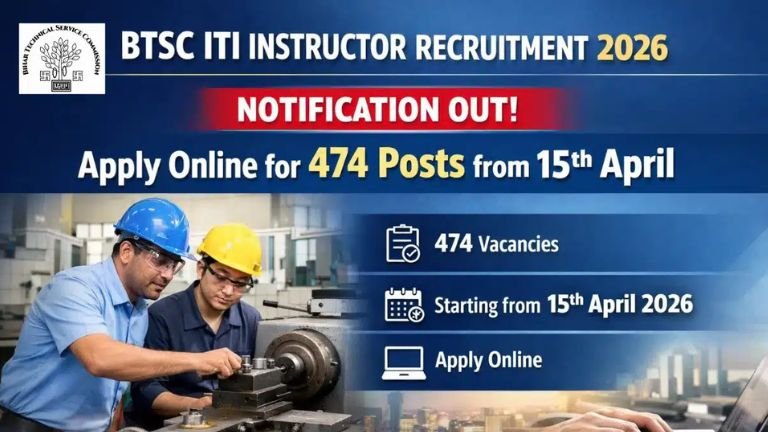 BTSC ITI Instructor Recruitment 2026: